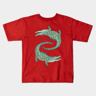 Crocodiles (Deep Coral and Mint Palette) Kids T-Shirt